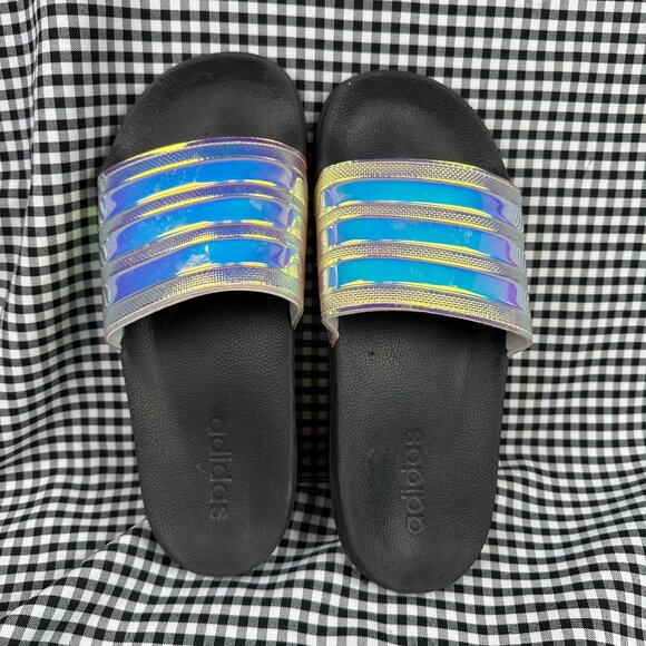 Adidas Holographic Rainbow Colorful Slide Recovery Sandals Men's 8 / Women's 8.5 - Picture 1 of 4